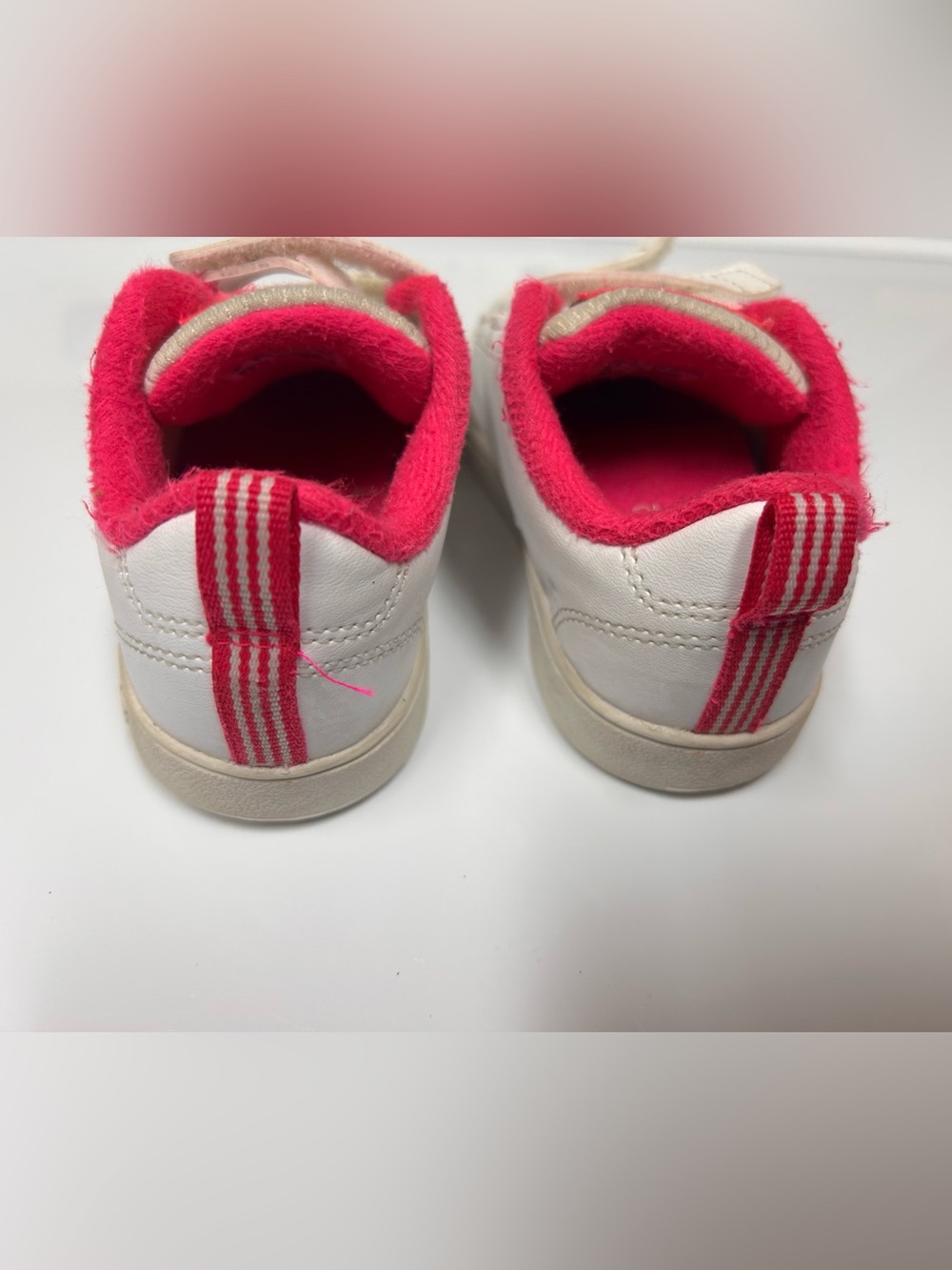 Adidas Advantage Neo Comfort footbed Kid Girl US Sz 9K White Sneaker Pink Lined - Picture 5 of 7